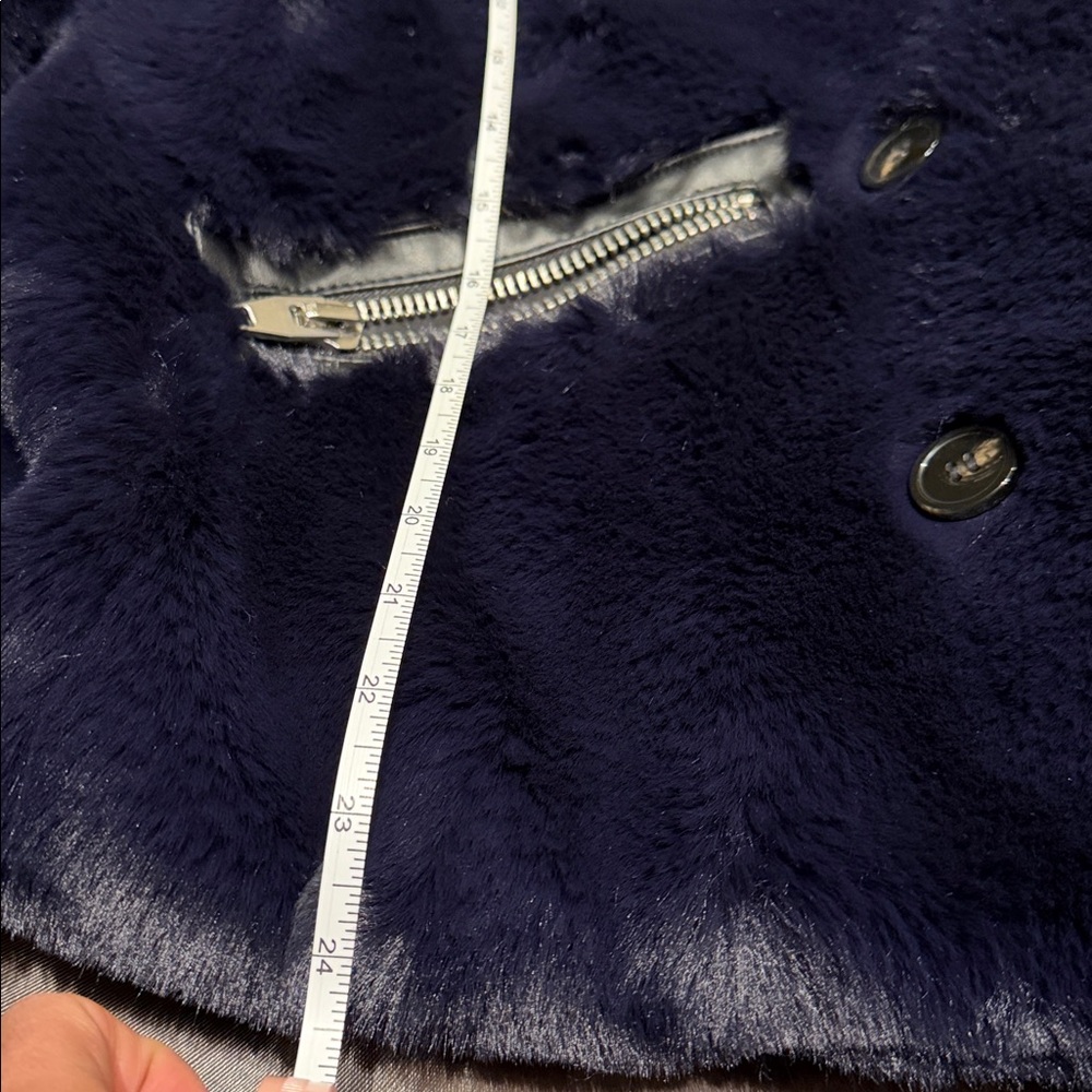 Kooples Luxurious Navy Faux Fur Jacket - Picture 8 of 10